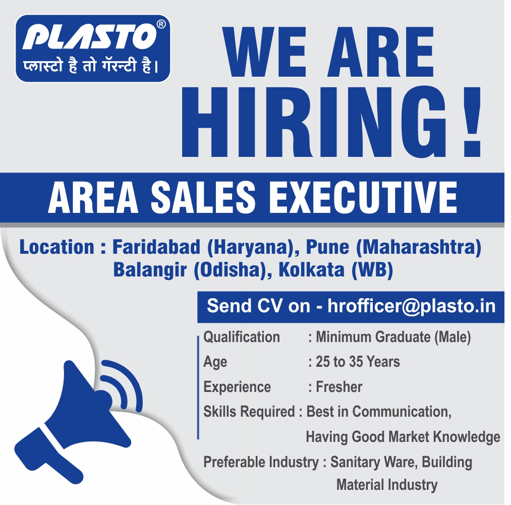 Area Sales Executive Job Opening Faridabad (Haryana), Pune (Maharashtra), Balangir (Odisha), and Kolkata (West Bengal)